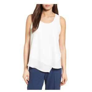 Nic+Zoe Promenade Asymmetrical Double Layer Tank White Size XS